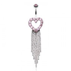 Heart Sparkle Showers Cubic Zirconia Belly Button Ring