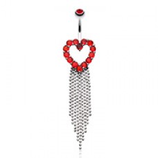 Heart Sparkle Showers Cubic Zirconia Belly Button Ring