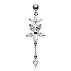 Luscious Flowers Droplets Cubic Zirconia Belly Button Ring