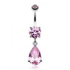 Opulant Droplet Cubic Zirconia Belly Button Ring