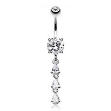 Sweet Dainty Cascading Gems Cubic Zirconia Belly Button Ring