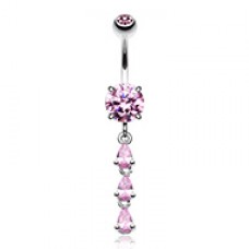 Sweet Dainty Cascading Gems Cubic Zirconia Belly Button Ring