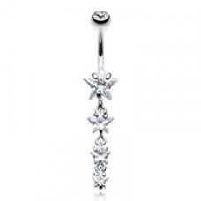Star Spangled Cubic Zirconia Belly Button Ring