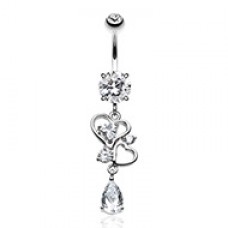 Bubble Hearts Delight Cubic Zirconia Belly Button Ring