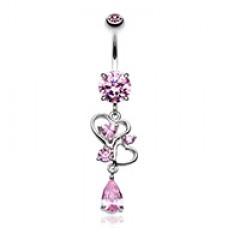 Bubble Hearts Delight Cubic Zirconia Belly Button Ring