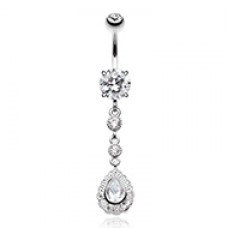 Angelic Gem Cascading Cubic Zirconia Belly Button Ring