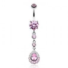 Angelic Gem Cascading Cubic Zirconia Belly Button Ring