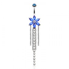 Enchanting Flower Chandelier Shower Cubic Zirconia Belly Button Ring