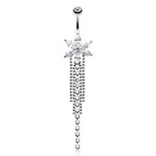 Enchanting Flower Chandelier Shower Cubic Zirconia Belly Button Ring