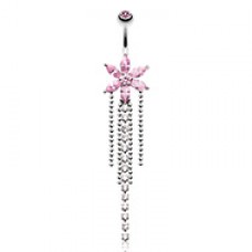 Enchanting Flower Chandelier Shower Cubic Zirconia Belly Button Ring
