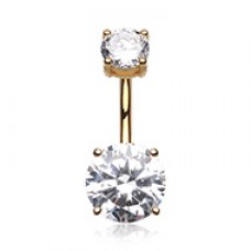 Colorline Cubic Zirconia Gem Prong Sparkle Belly Button Ring