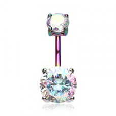 Colorline Cubic Zirconia Gem Prong Sparkle Belly Button Ring
