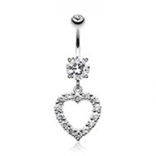 Heart Affection Cubic Zirconia Belly Button Ring
