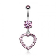 Heart Affection Cubic Zirconia Belly Button Ring