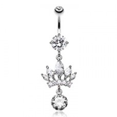 Crown Gem Dazzle  Cubic Zirconia Belly Button Ring