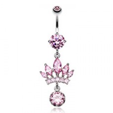 Crown Gem Dazzle  Cubic Zirconia Belly Button Ring