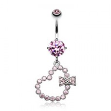Glam Heart Bow Cubic Zirconia Belly Button Ring