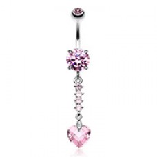 Heart Droplet Cubic Zirconia Belly Button Ring
