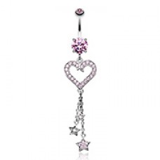 Heart Star Sparkles Cubic Zirconia Belly Button Ring