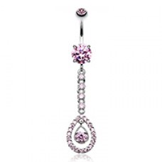 Elegant Teardrop Sparkle Cubic Zirconia Belly Button Ring