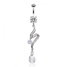Elegant Swirl Sparkle Cubic Zirconia Belly Button Ring
