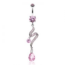 Elegant Swirl Sparkle Cubic Zirconia Belly Button Ring