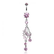 Dazzling Harp Elegance Cubic Zirconia Belly Button Ring