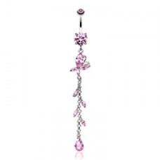 Butterfly Gem Sparkle Cubic Zirconia Belly Button Ring