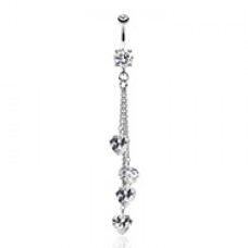 Heart Crystal Drops Cubic Zirconia Belly Button Ring