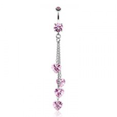 Heart Crystal Drops Cubic Zirconia Belly Button Ring