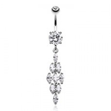 Crystal Diamond Tier Cubic Zirconia Belly Button Ring