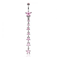 Dazzling Star Journey Cubic Zirconia Belly Button Ring