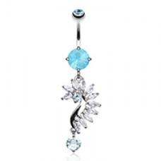 Curved Marquise Cut Sparkles Cubic Zirconia Belly Button Ring
