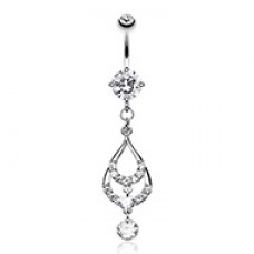 Layered Teardrop Sparkle Cubic Zirconia Belly Button Ring