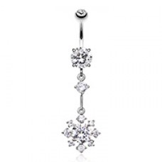 Snowflake Flower Sparkle Belly Button Ring