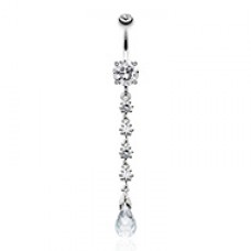 Opulent Crystalline Droplets Cubic Zirconia Belly Button Ring