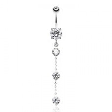Triple Crystal Droplets Cubic Zirconia Belly Button Ring