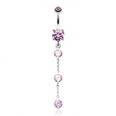 Triple Crystal Droplets Cubic Zirconia Belly Button Ring