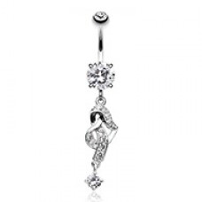 Elegant Heart Knot Multi-Gem Cubic Zirconia Belly Button Ring