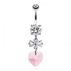 Prism Heart Bow-Tie Cubic Zirconia Belly Button Ring