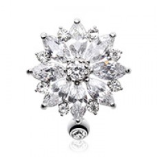 Radiant Flower Multi-Gem Marquise Cubic Zirconia Belly Button Ring