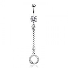 Glistening Karma Loop Cubic Zirconia Belly Button Ring