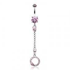 Glistening Karma Loop Cubic Zirconia Belly Button Ring