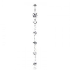 Elegant Crystalline Droplets Cubic Zirconia Belly Button Ring