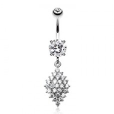 Vibrant Sparkle Diamond Crystals Cubic Zirconia Belly Button Ring 