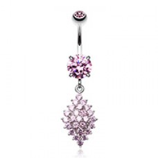 Vibrant Sparkle Diamond Crystals Cubic Zirconia Belly Button Ring 