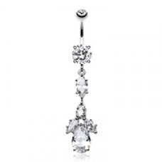 Elegant Marquise Teardrop Crystalline Cubic Zirconia Belly Button Ring 