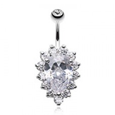 Sparkle Dazzle Droplet Multi Gem Cubic Zirconia Belly Button Ring