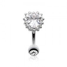 Radiant Heart Reverse Cubic Zirconia Belly Button Ring