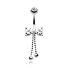 Dainty Bow-Tie Charm Cubic Zirconia Belly Button Ring